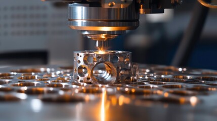 Aufkleber - A precision machining process with a laser cutting tool on metal components.