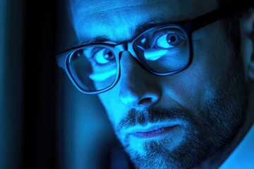 Poster - A person with glasses looking directly at the camera
