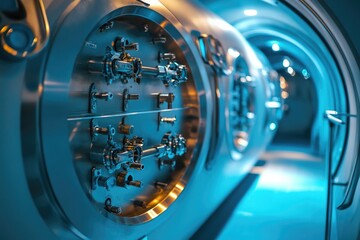 Poster - Close-up shot of a metal door in a building, great for interior design or architecture projects
