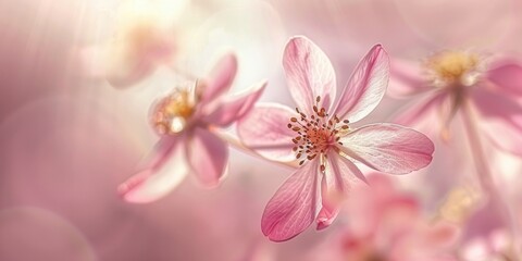Poster - Close-up of pink flowers in bloom