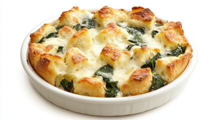 Poster - Delicious cheesy bread spinach casserole perfect for comfort home cooking