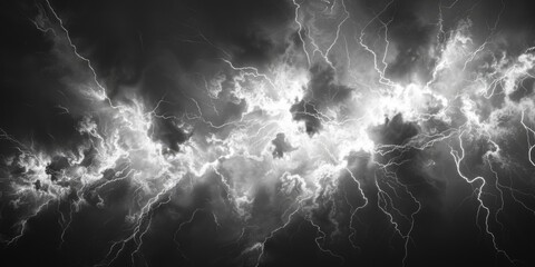 Poster - A dramatic photo of lightning illuminating the dark clouds, suitable for weather-related or dramatic scenes