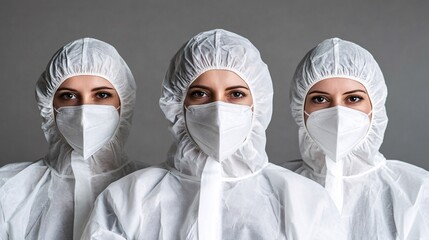 Poster - Healthcare team in full protective gear treating a patient, emphasizing safety and teamwork during critical care situations with empty space for text