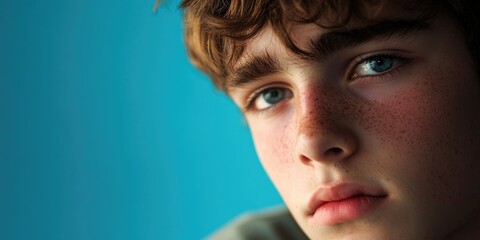 Poster - Young man's facial features, freckles and skin texture, great for portraits or character designs