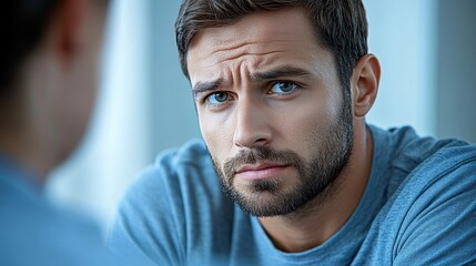 Aufkleber - Therapist and patient discussing self-care strategies, with the therapist providing reassuring guidance in a soft, supportive office space with empty space for text