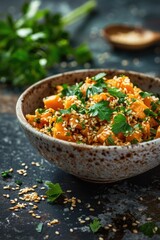 Poster - A bowl of food sitting on a table