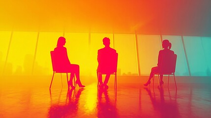 Aufkleber - Therapist leading a couple in relationship counseling, fostering open communication and understanding in a neutral, welcoming space with empty space for text