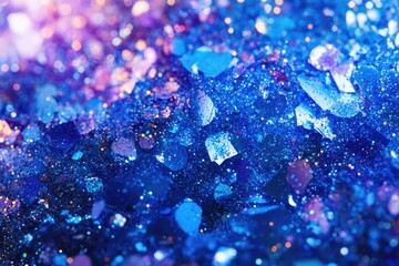 Poster - A detailed view of a vibrant blue glitter surface