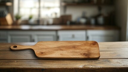 Wall Mural - A wooden cutting board sitting on a wooden table