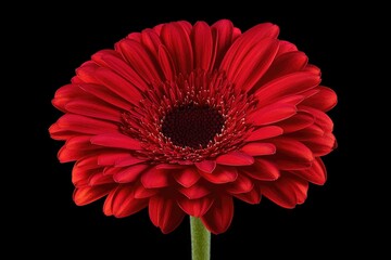 Poster - A single red flower on a stem against a dark and sleek black background, great for use in designs where you want to draw attention to something