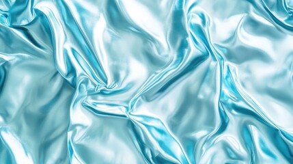 Poster - A high-angle view of a vibrant blue fabric with a smooth, glossy finish