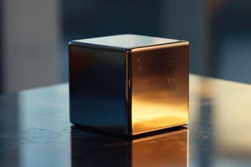 Poster - A metallic container placed on a surface, suitable for product or office settings