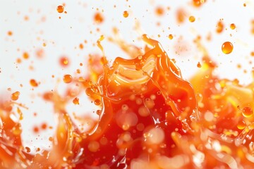 Poster - Close-up shot of a liquid splashing onto a plate of food, ideal for use in culinary or cooking related contexts