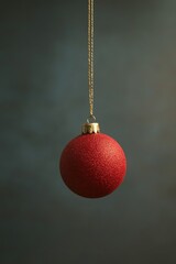 Poster - A shiny red ornament suspended from a golden chain