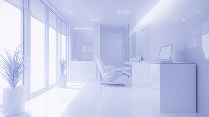 Poster - Doctor explaining a treatment plan to a patient and their family, using a tablet to illustrate information in a bright, welcoming consultation room with empty space for text