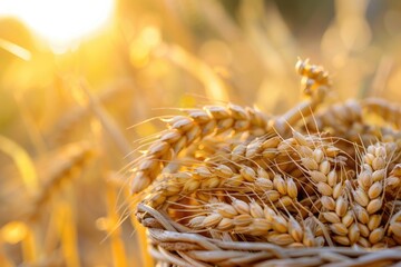 Poster - A basket full of ripened wheat grains, ready for harvest or use