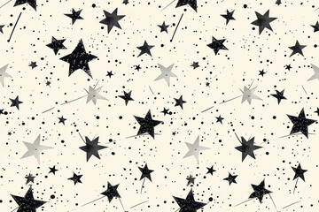 Poster - Black and White Star Pattern on Cream Background