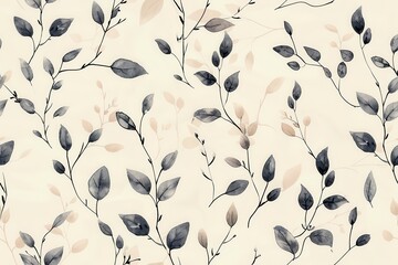 Poster - Delicate Seamless Leaf Pattern on Light Background