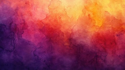 Poster - Bold watercolor background with vibrant oranges and reds, blending into deep purples to create a dramatic, textured wash.