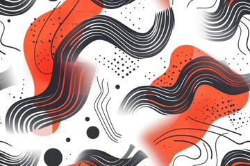 Poster - Abstract Seamless Pattern with Black and Red Shapes