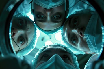 Wall Mural - Group of surgeons standing together in an operating room, ready for a surgical procedure