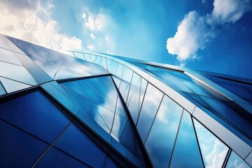 Aufkleber - A tall building with many windows against a clear blue sky
