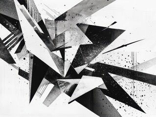 Poster - Abstract Dynamic Black and White Graphic Art