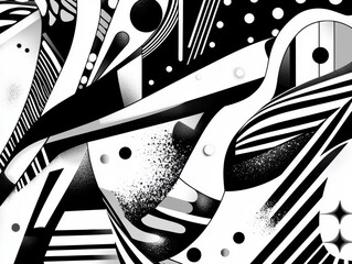 Poster - Modern Black and White Abstract Graphic Art Design