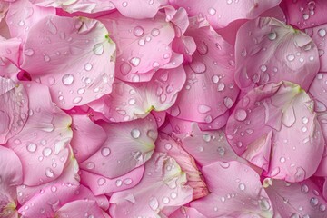Poster - Close-up view of pink flowers with water droplets on the petals
