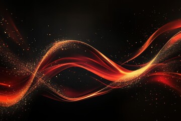 Poster - Flowing Red Stripes on Black Background