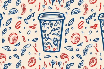 Poster - A pair of coffee cups sitting on a table, perfect for a morning pick-me-up or an afternoon break