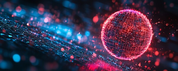 Poster - A dynamic design featuring a red linked sphere at the center