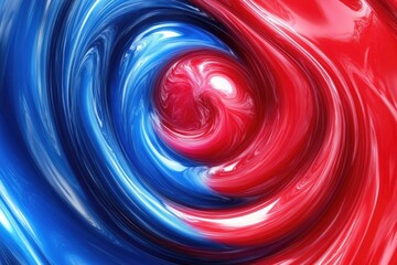 Poster - A vibrant tri-colored spiral with a bold red center
