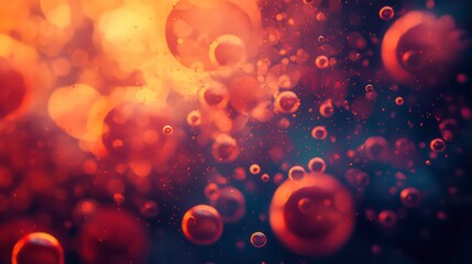 Poster - Abstract image of bubbles floating in a colorful background, creating a dreamy atmosphere.