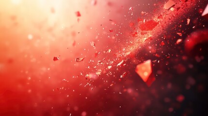 Poster - Abstract scene of floating particles and fragments in a glowing, cosmic-like environment.