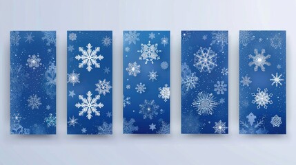 Poster - Four unique snowflakes hang from the wall, creating a beautiful winter display
