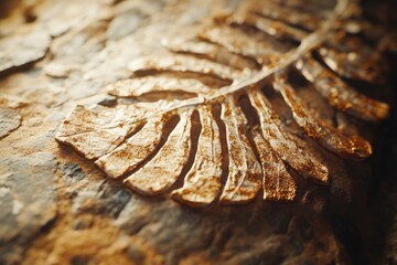 Poster - A detailed view of a leaf attached to a piece of wood, perfect for illustrations and designs