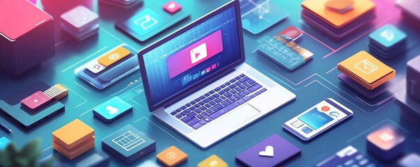 Poster - A modern workspace featuring a laptop