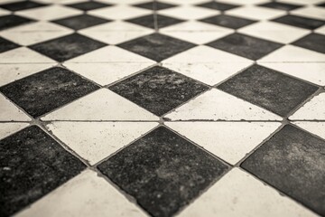 Poster - A close-up shot of a black and white checkered floor