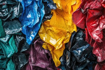Poster - A collection of plastic bags and other packaging materials in a tight cluster