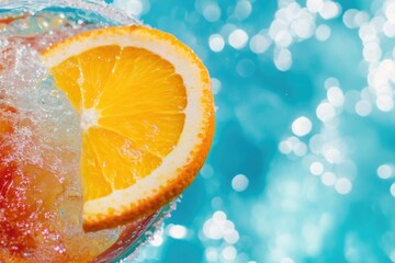Poster - A clear glass with a single orange slice floating inside