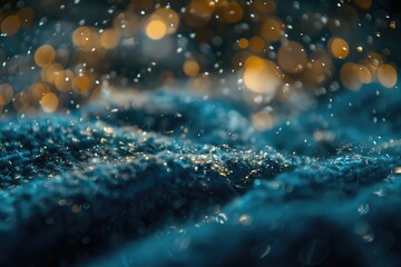 Poster - A blurry image of a blue surface covered in bubbles