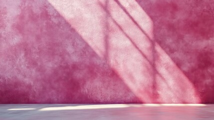 Aufkleber - Wall interior background, studio and backdrops show products. with shadow from window color pink background for text insertion and presentation product