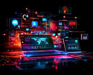 Poster - An illustrative scene of social networking technologies in action