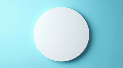 Poster - A minimalistic round mirror against a light blue wall, emphasizing simplicity and design.