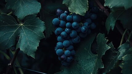 Poster - A cluster of juicy grapes hanging from a vine