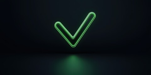 Poster - A glowing green checkmark on a dark background, symbolizing confirmation or approval.