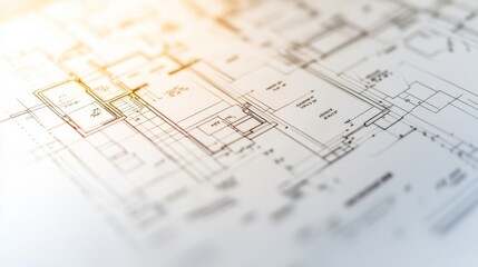 Poster - Close-up of a house floor plan featuring labeled rooms and accurate dimensions, with walls and beams marked, leaving space for text below