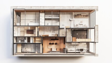 Poster - Close-up of a residential floor plan with clearly labeled rooms and dimensions, showing walls and beams, with space for text at the bottom.