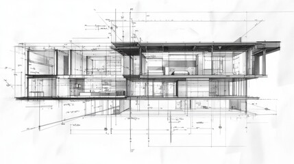 Poster - Residential blueprint close-up with clearly labeled rooms, structural lines for walls and beams, and a designated space for notes at the bottom.